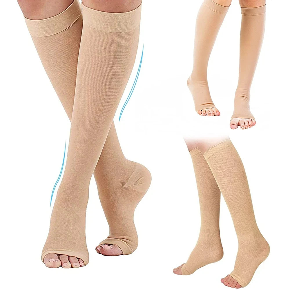 Compression Socks for Medical Prevention Varicose Veins Pregnancy Edema Blood Circulation Knee Socks S-XXL Care Gestation 1Pair