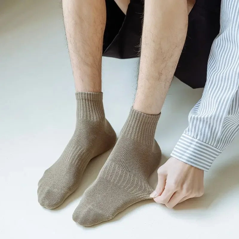 Cotton Socks For Men Middle Tube Alphabet Embroidery Ankle-Wrap Anklet Solid Color Sport Basketball Low Barrel Men'S Stockings