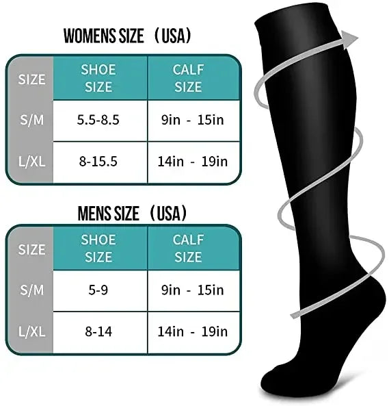 1PAIR Compression Socks Sports Socks Comfortable and Breathable Care Socks for Pregnancy Care Sports Football Socks