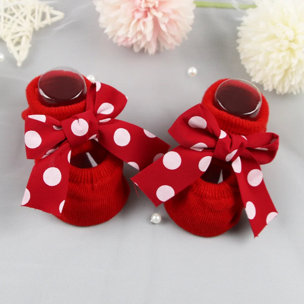 Baby Socks Newborn Cute Girl Princess Socks Bow Boat Red Socks Toddler Cotton Floor Socks Infant Items Baby Accessories Clothes