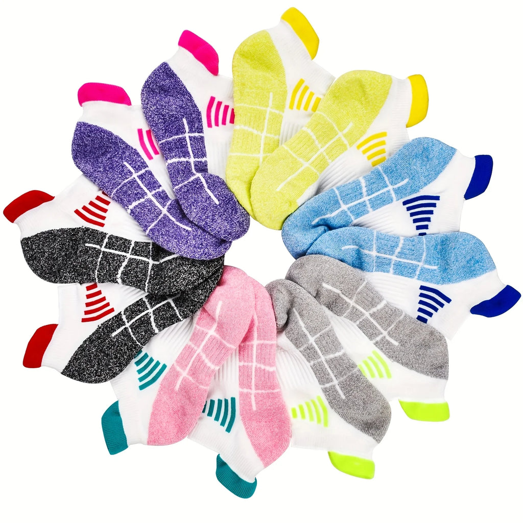 6 pairs of women's compression sports socks, made of breathable and moisture absorbing fabric, suitable for running and cycling