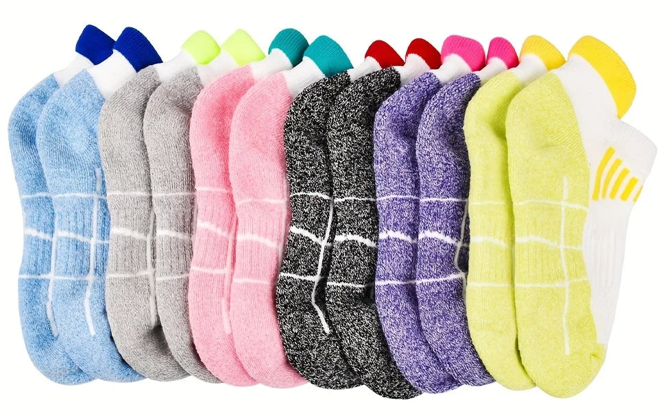 6 pairs of women's compression sports socks, made of breathable and moisture absorbing fabric, suitable for running and cycling