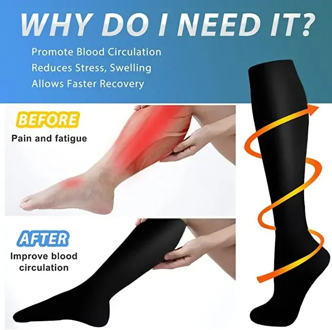 1PAIR Compression Socks Sports Socks Comfortable and Breathable Care Socks for Pregnancy Care Sports Football Socks