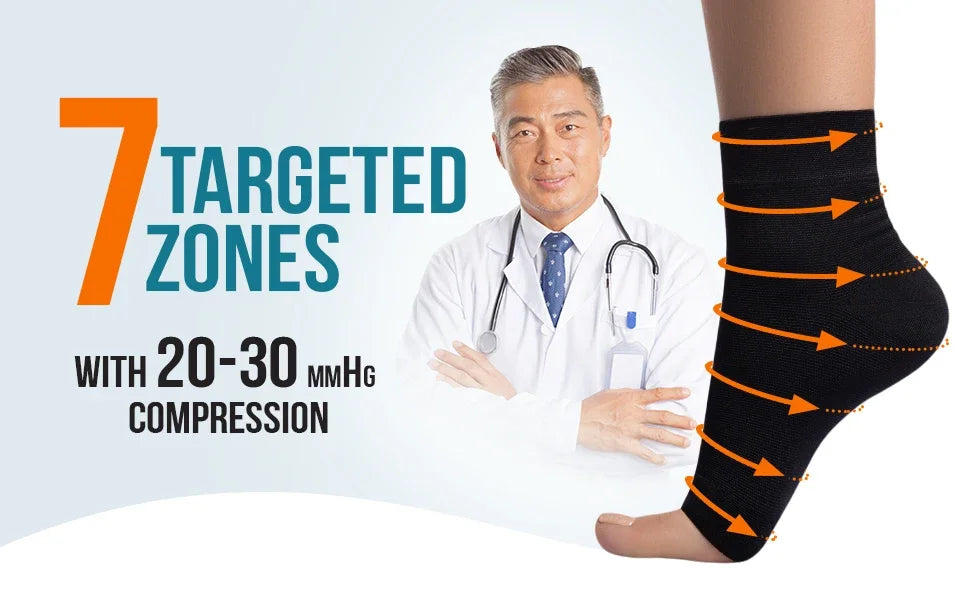 1Pair Neuropathy Socks Compression Ankle Brace Sleeve For Ankle Swelling,Plantar Fasciitis,Sprain,Neuropathy - Compression Socks