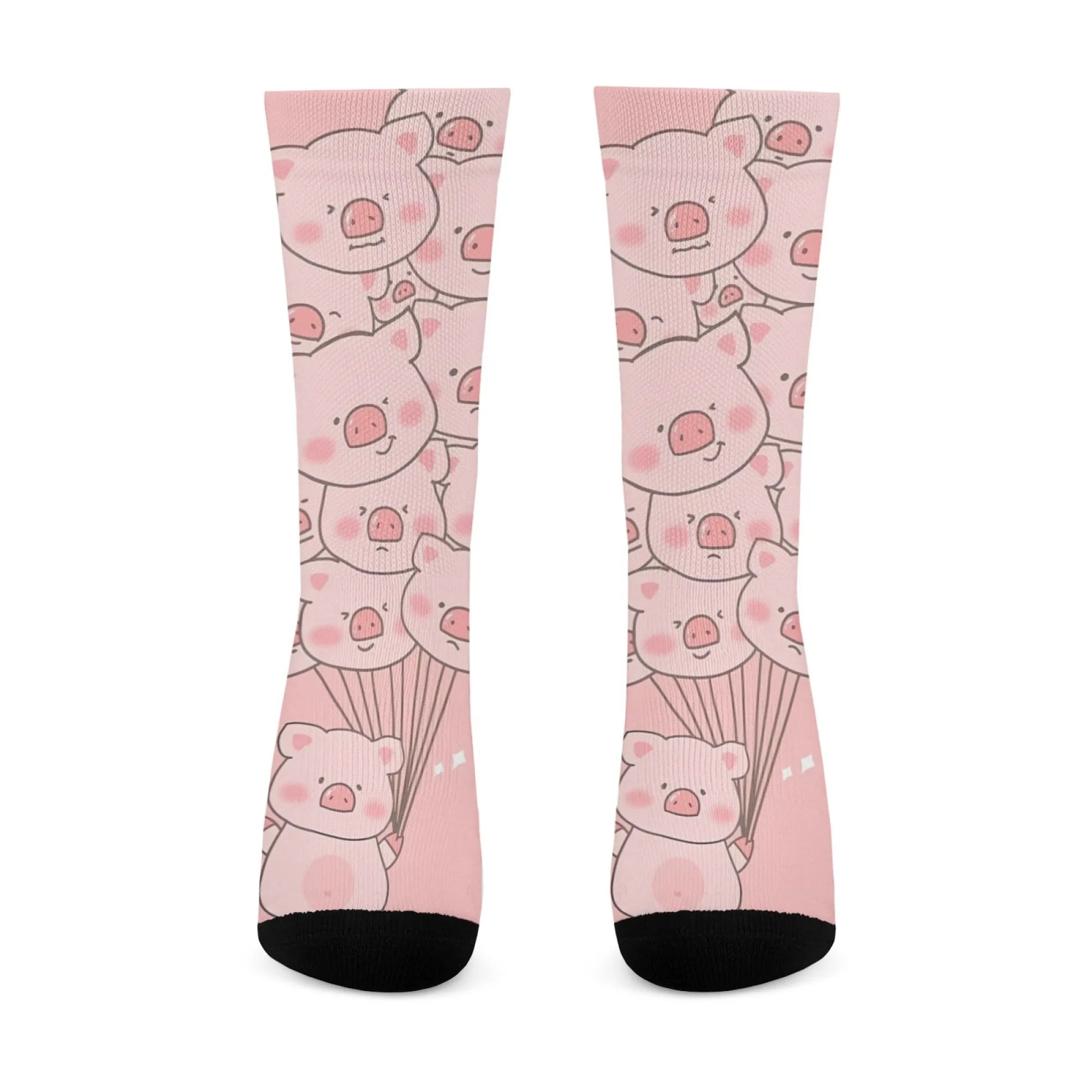 Fun and trendy pink cute pig print retro Harajuku style women's socks non-slip breathable basketball socks novelty gift