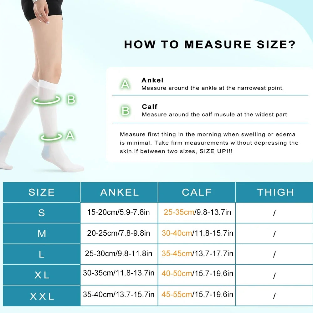 1Pair TED Anti-Embolism Compression Stockings (15-21 mmHg) - Knee-High & Thigh-High Compression Socks for Post-Surgery Recovery