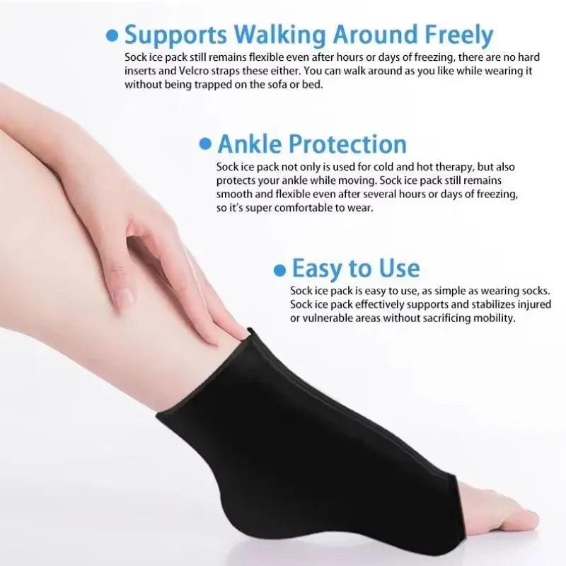2024 Ankle Ice Pack Wrap for Swelling Reusable Ice Pack for Sprained Ankle Injuries Cold Therapy Sock Compression Sore Feet Heel