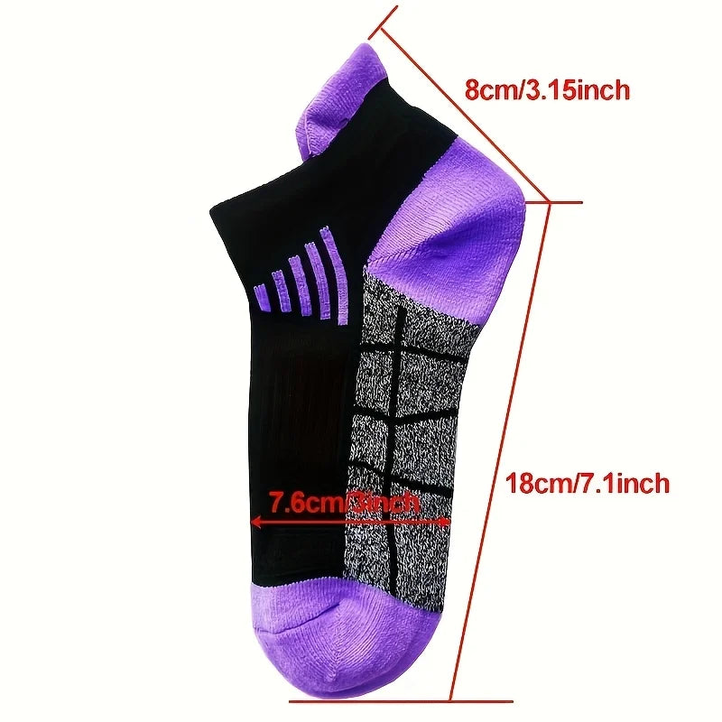 6 pairs of women's compression sports socks, made of breathable and moisture absorbing fabric, suitable for running and cycling