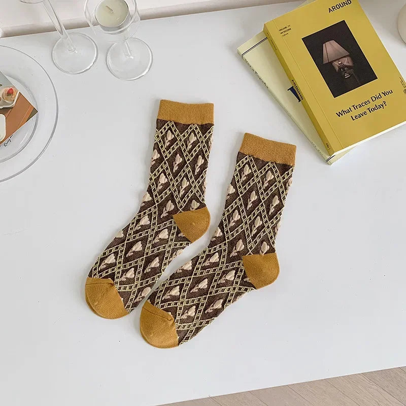 Pink Socks Embroidery Flower Harajuku Retro Vintage Women Socks College Style High School Girls Japanese Kawaii Cute Long Socks
