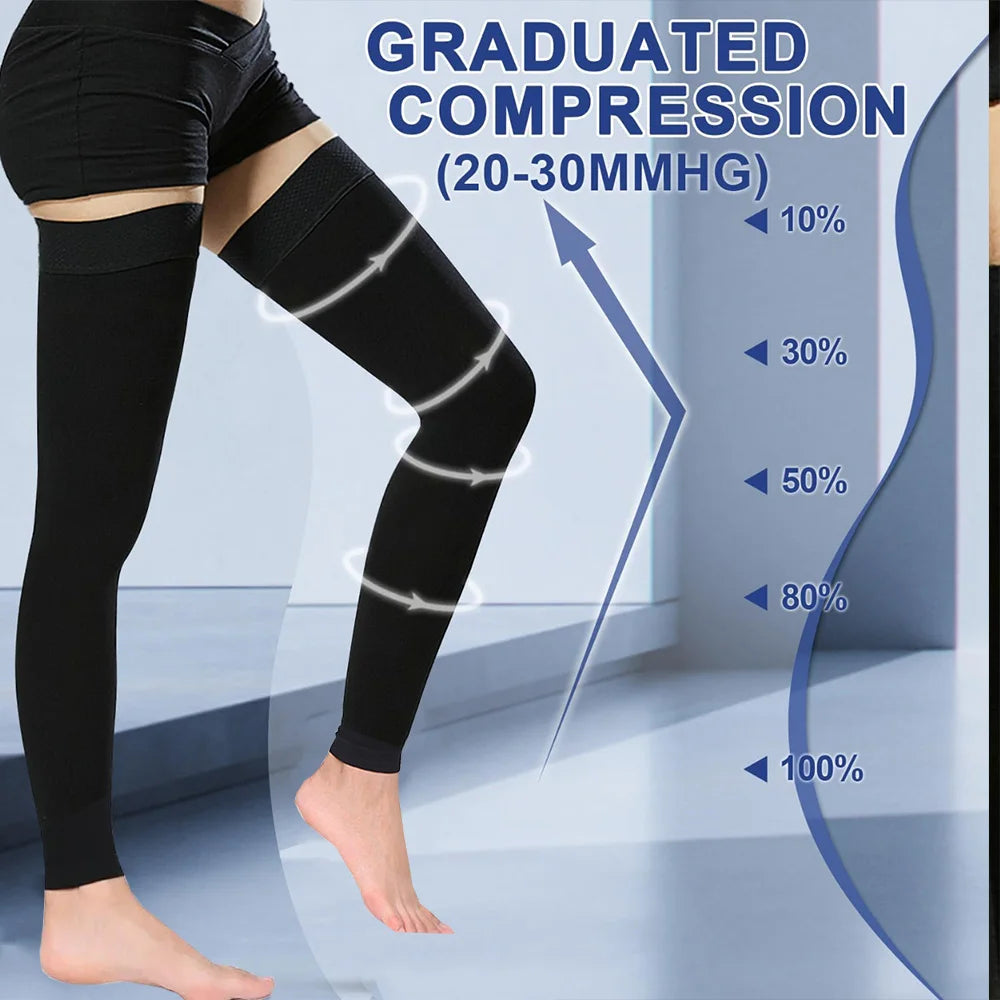 1Pairs 23-32mmHg Thigh High Compression Stockings, Thigh High Compression Socks for Women, Medical Compression Stockings for Swe