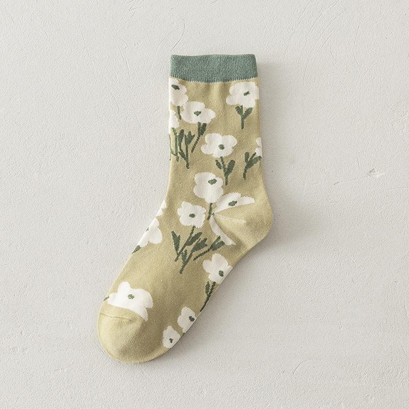 Pink Socks Embroidery Flower Harajuku Retro Vintage Women Socks College Style High School Girls Japanese Kawaii Cute Long Socks