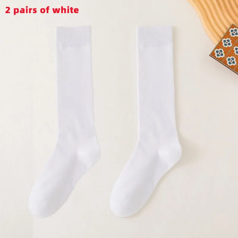 2 Pairs of Sports Compression Socks with Solid Color Patterns for Calf Pressure Running and Slimming Cycles