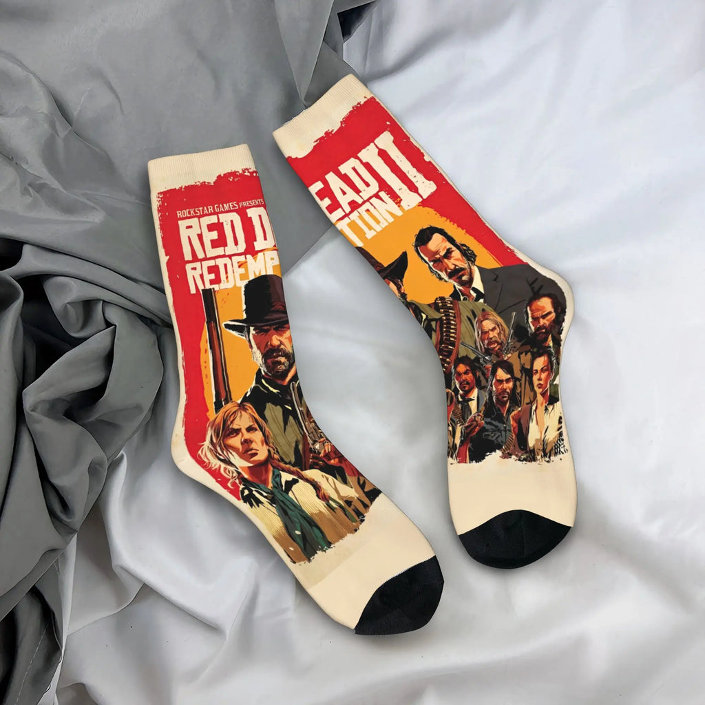 Red Dead Redemption 2  Stockings  Casual Socks Women Men Comfortable Socks Autumn Outdoor Sports Custom Anti Sweat Socks