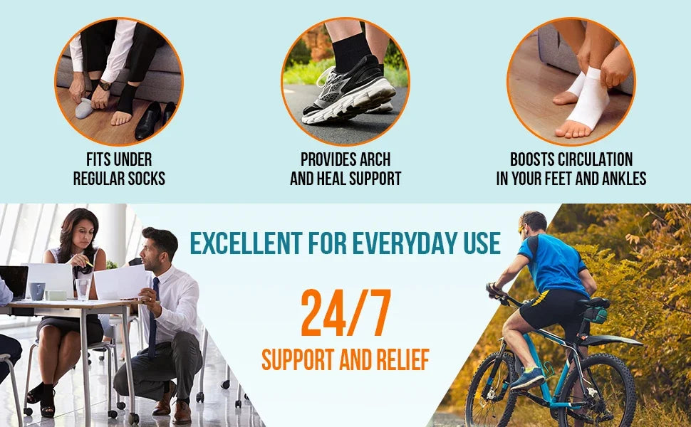 1Pair Neuropathy Socks Compression Ankle Brace Sleeve For Ankle Swelling,Plantar Fasciitis,Sprain,Neuropathy - Compression Socks