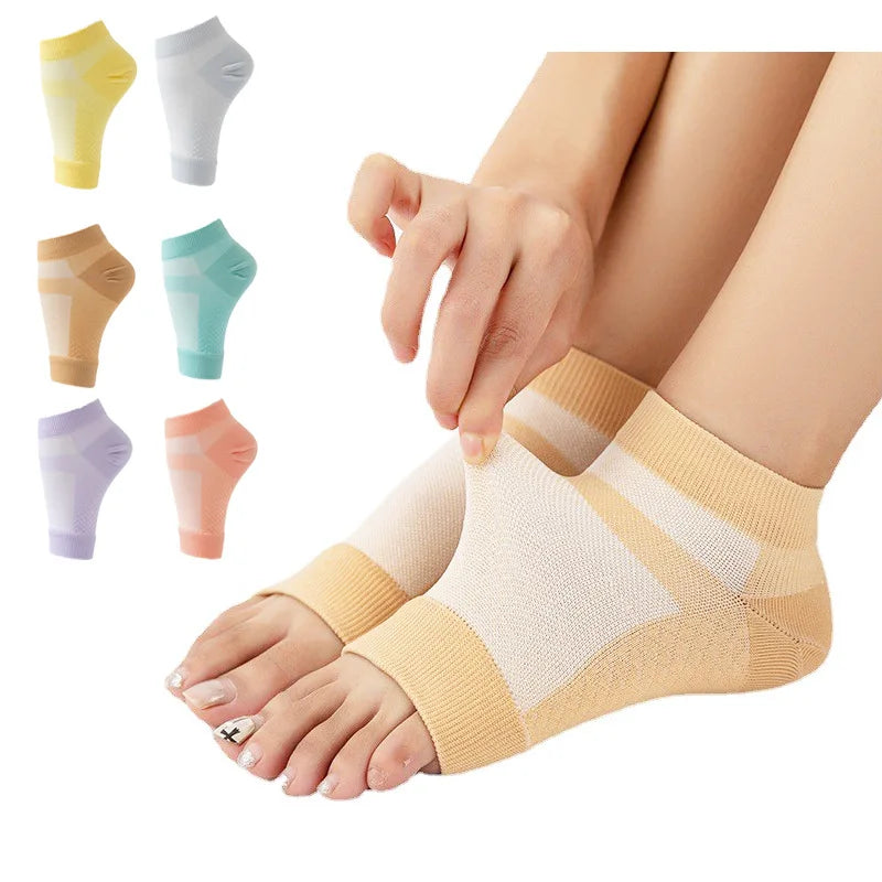 1Pair Foot Swelling Comfortable Ankle Brace Socks Soft Non-slip Compression Socks Protection Breathable Arch Support Yoga Socks