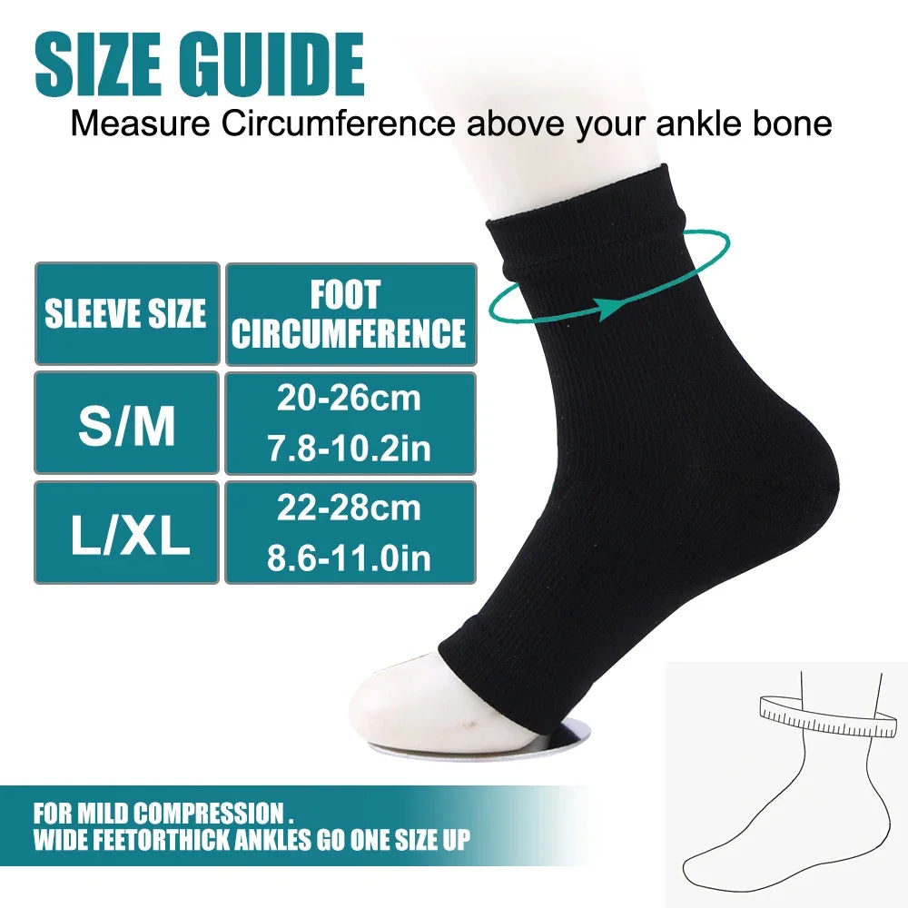 1Pair Neuropathy Socks Compression Ankle Brace Sleeve For Ankle Swelling,Plantar Fasciitis,Sprain,Neuropathy - Compression Socks
