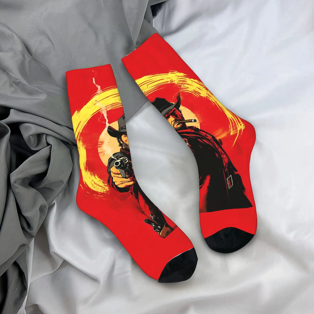 Red Dead Redemption 2  Stockings  Casual Socks Women Men Comfortable Socks Autumn Outdoor Sports Custom Anti Sweat Socks