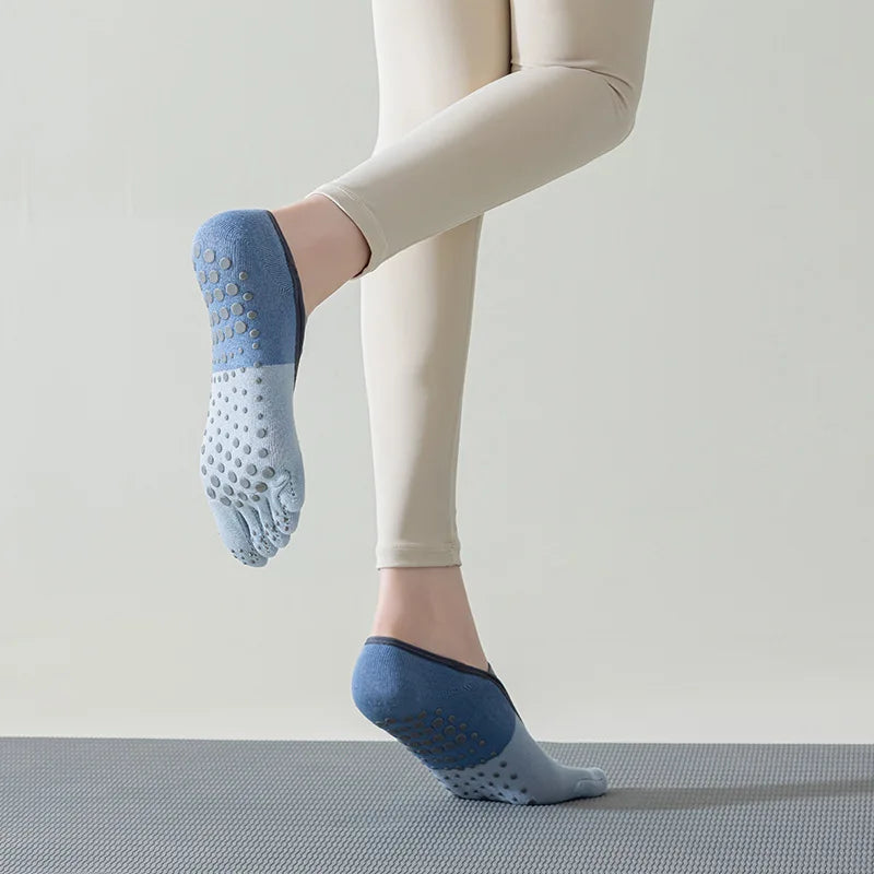Cotton Yoga Socks For Women Professional Anti-Slip Sole Silicone Five Finger Sport Socks Bandage Sports Girls Ballet Dance Socks