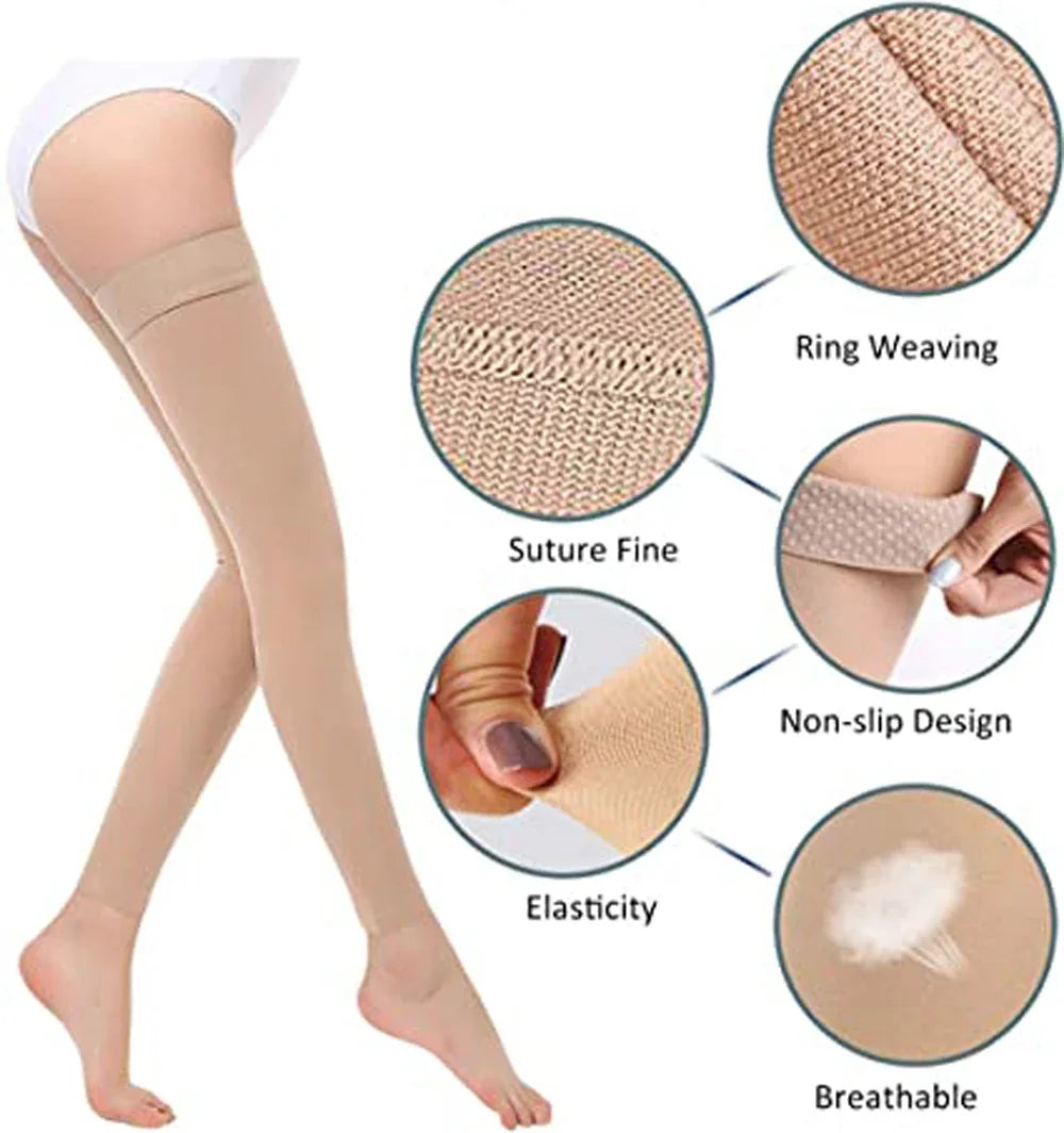 FAATTQQ 1Pair Thigh High Compression Socks for Women & Men, Support 30-40mmHg Compression Stockings for Varicose Veins, Swelling