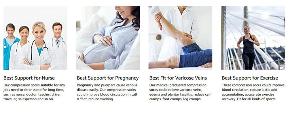 1Pair Compression Socks for Men & Women 20-30 mmHg Knee High -Best Support for Medical, Athletic, Sports, Travel,Running Nurses