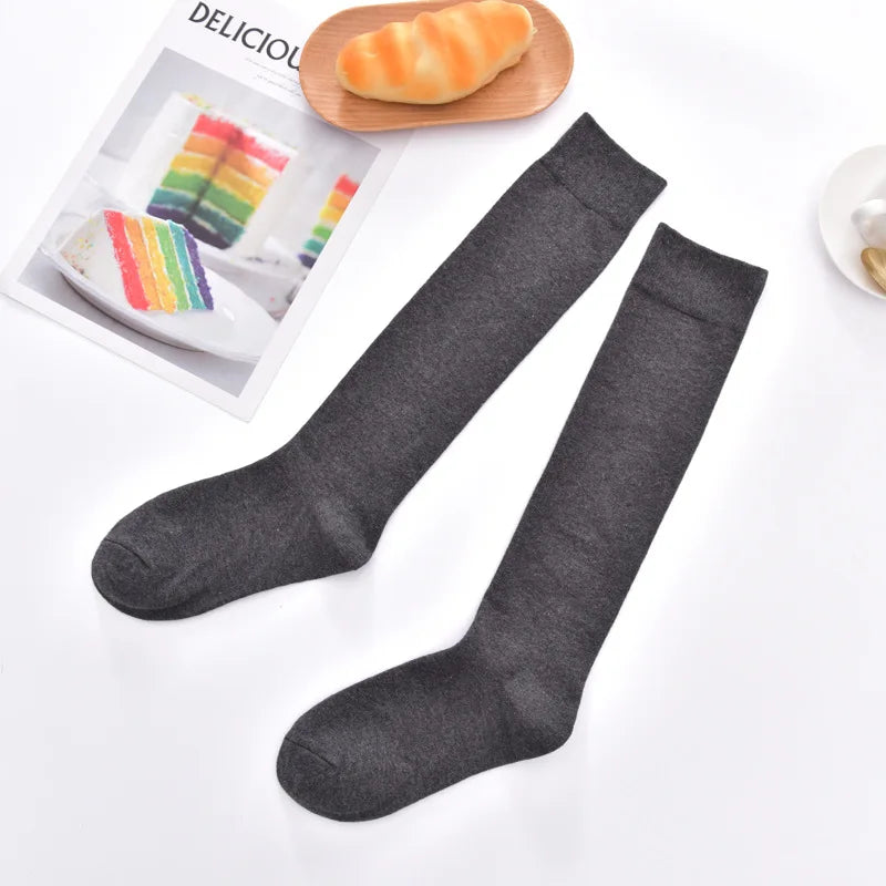 Cotton Spring Autumn Women Knee High Soild Color Socks Ladies Girl School Party Street Dancing Winter Knee Warm Sock For Women