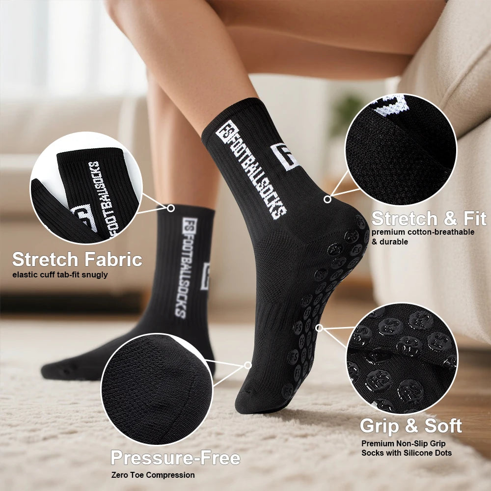 Multi-Sport Grip Socks - Anti Slip Soccer Football Basketball Volleyball Socks for Men Women,Breathable & Durable for Training