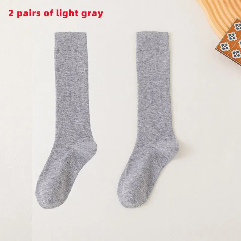 2 Pairs of Sports Compression Socks with Solid Color Patterns for Calf Pressure Running and Slimming Cycles