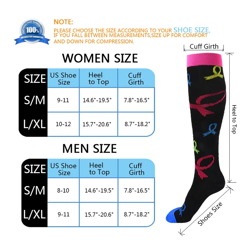 Compression Socks For Men's Sports Socks Running Golf Rugby Tight Fitting Varicose Veins Anti Fatigue Travel Women Nurse Doctor