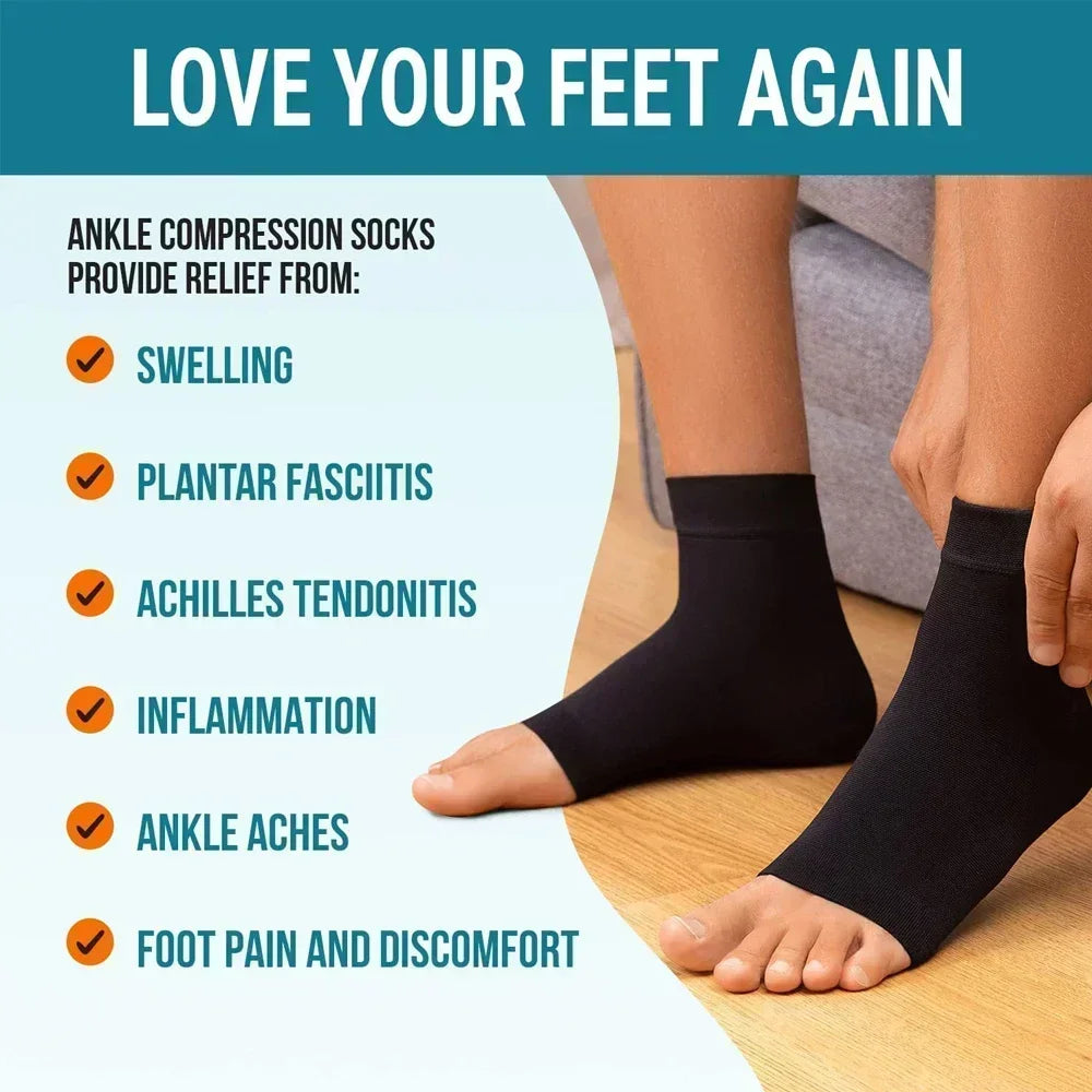 1Pair Neuropathy Socks Compression Ankle Brace Sleeve For Ankle Swelling,Plantar Fasciitis,Sprain,Neuropathy - Compression Socks