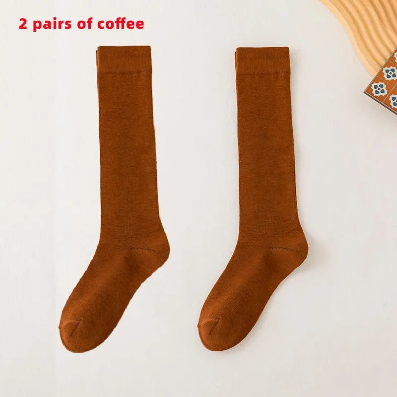 2 Pairs of Sports Compression Socks with Solid Color Patterns for Calf Pressure Running and Slimming Cycles