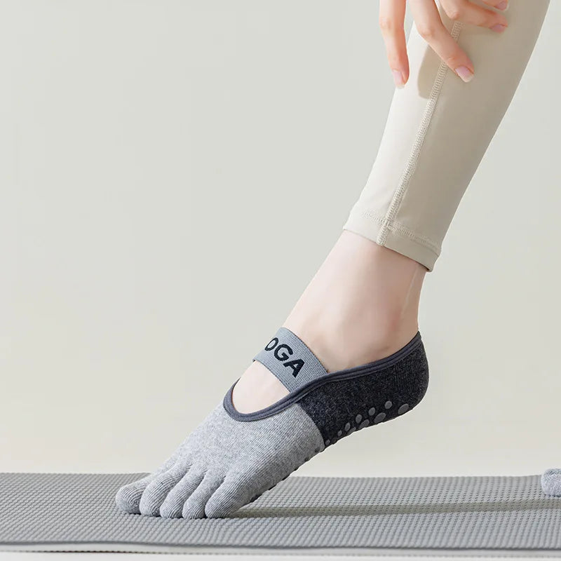 Cotton Yoga Socks For Women Professional Anti-Slip Sole Silicone Five Finger Sport Socks Bandage Sports Girls Ballet Dance Socks