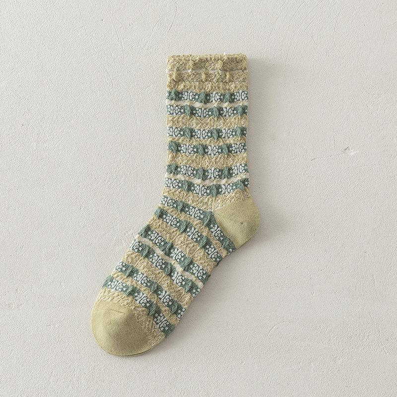 Pink Socks Embroidery Flower Harajuku Retro Vintage Women Socks College Style High School Girls Japanese Kawaii Cute Long Socks