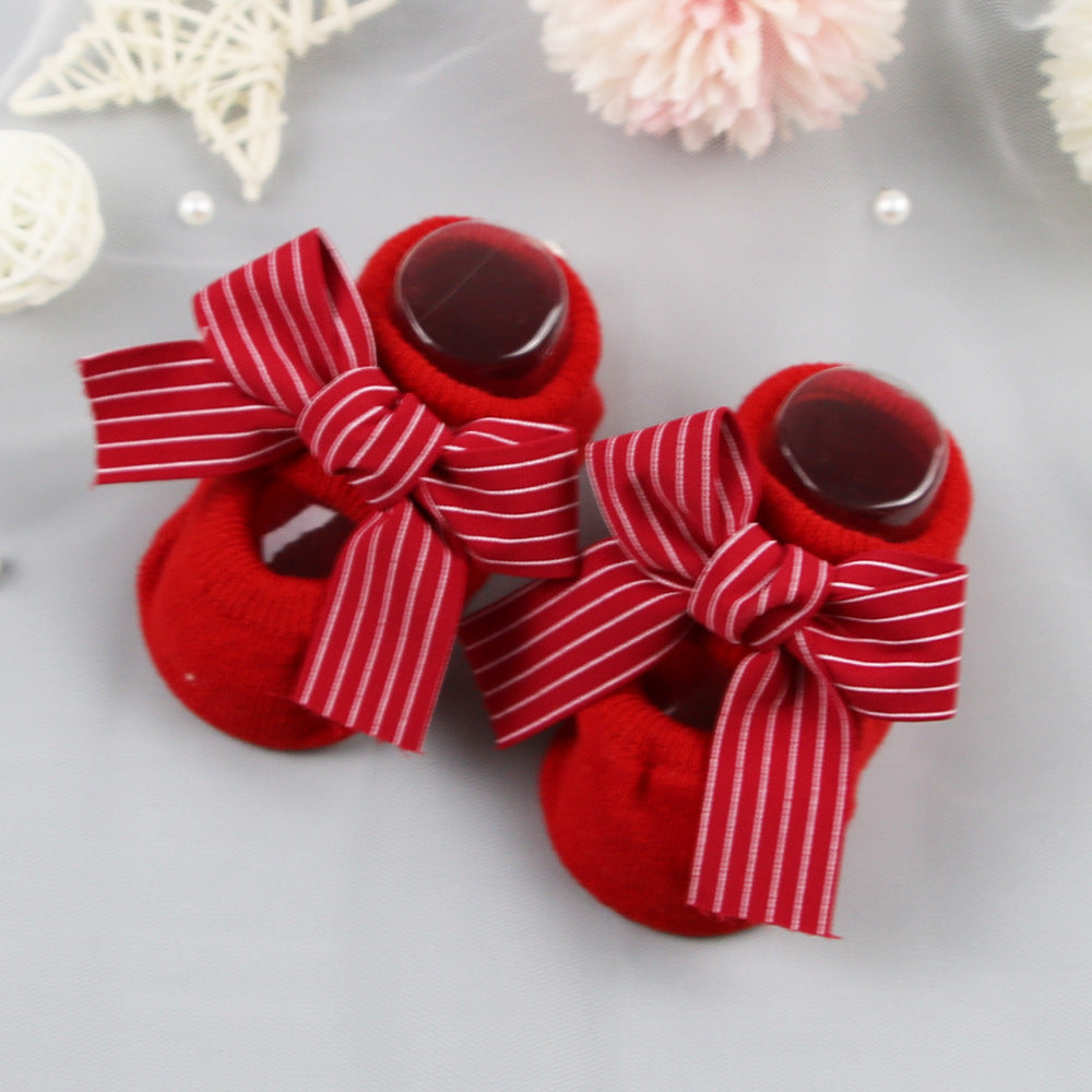 Baby Socks Newborn Cute Girl Princess Socks Bow Boat Red Socks Toddler Cotton Floor Socks Infant Items Baby Accessories Clothes