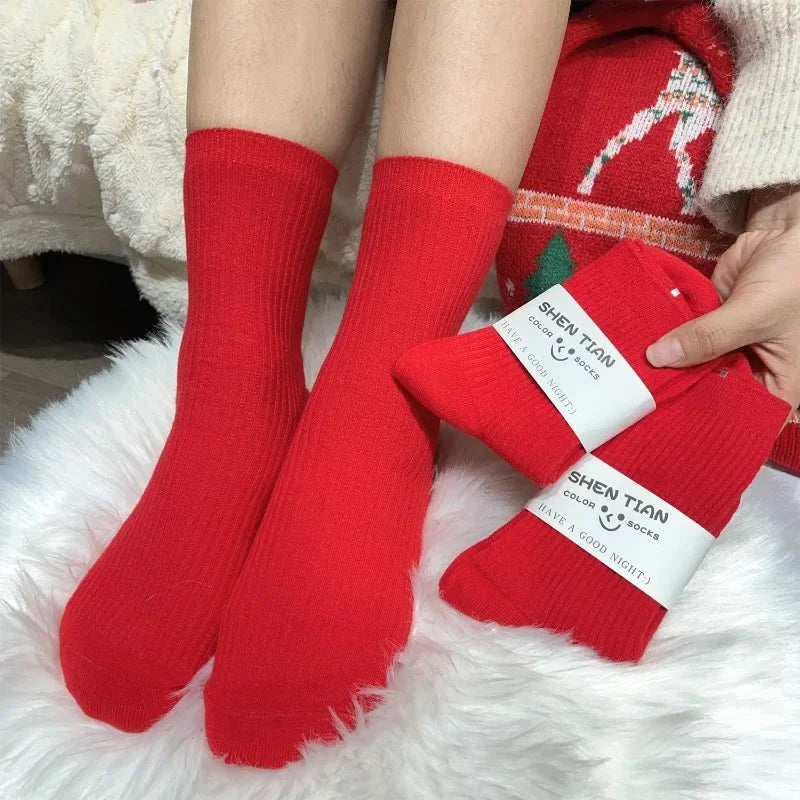 2026 Zodiac Year Red Socks for Men and Women Big Red Midsole Pure Cotton Horse Year Lucky Socks New Year Wear Sock Gifts