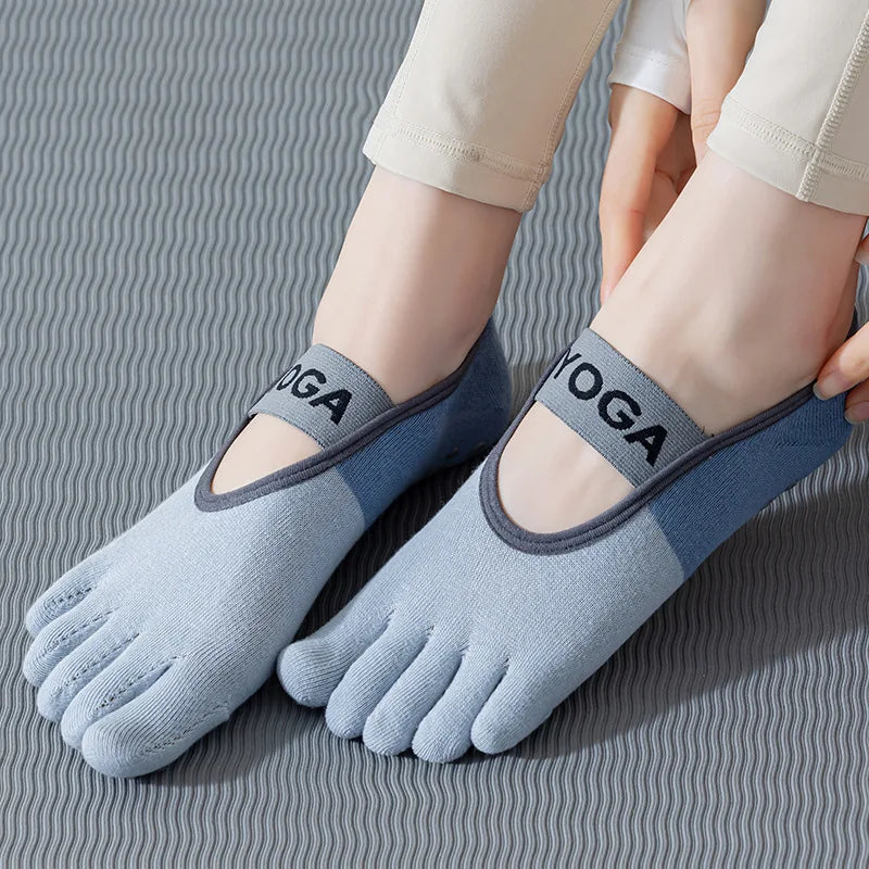 Cotton Yoga Socks For Women Professional Anti-Slip Sole Silicone Five Finger Sport Socks Bandage Sports Girls Ballet Dance Socks