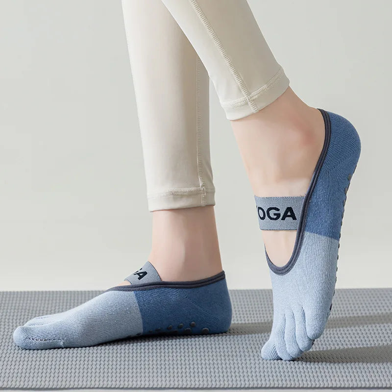 Cotton Yoga Socks For Women Professional Anti-Slip Sole Silicone Five Finger Sport Socks Bandage Sports Girls Ballet Dance Socks
