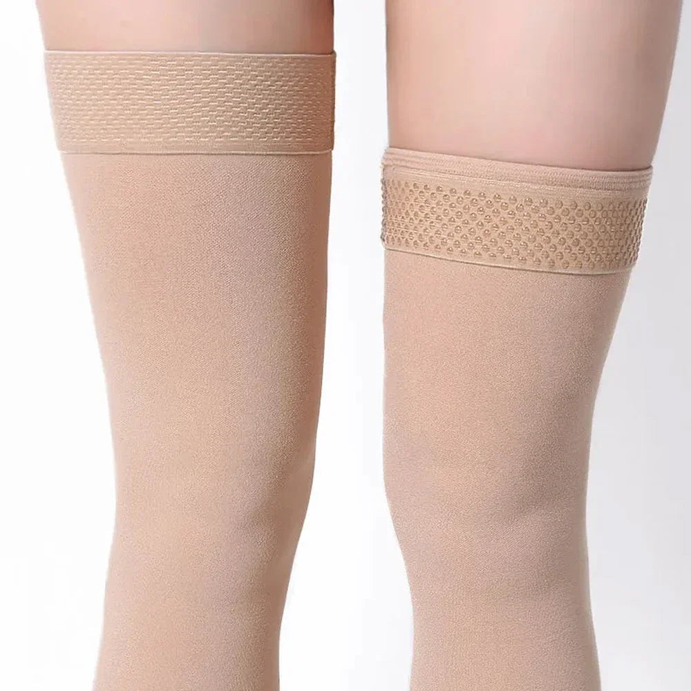 1Pair Thigh High 20-32 mmHg Compression Stocking Toeless Compression Socks for women & men circulation with Silicone Dot Band