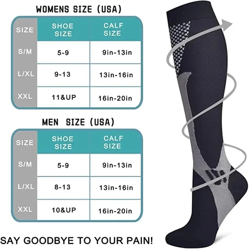 1PAIR Compression Socks Sports Socks Comfortable and Breathable Care Socks for Pregnancy Care Sports Football Socks