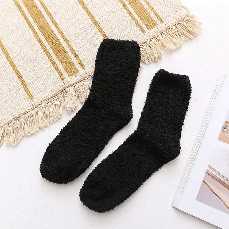 Men Winter Warm Fuzzy Socks Male Home Floor Sleeping Socks Solid Colors Fleece Soft Coral Velvet Thermal Fluffy Socks Men's Gift