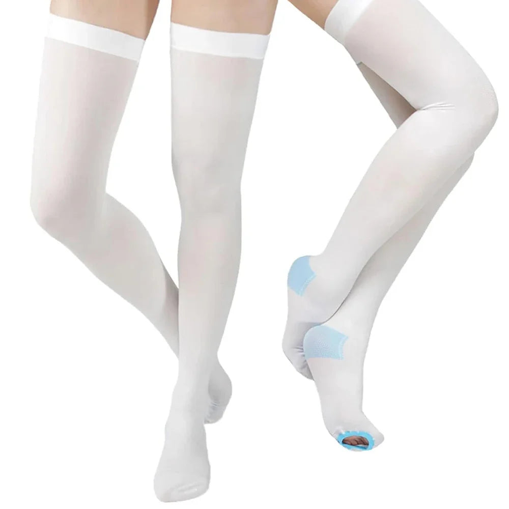 1Pair TED Anti-Embolism Compression Stockings (15-21 mmHg) - Knee-High & Thigh-High Compression Socks for Post-Surgery Recovery