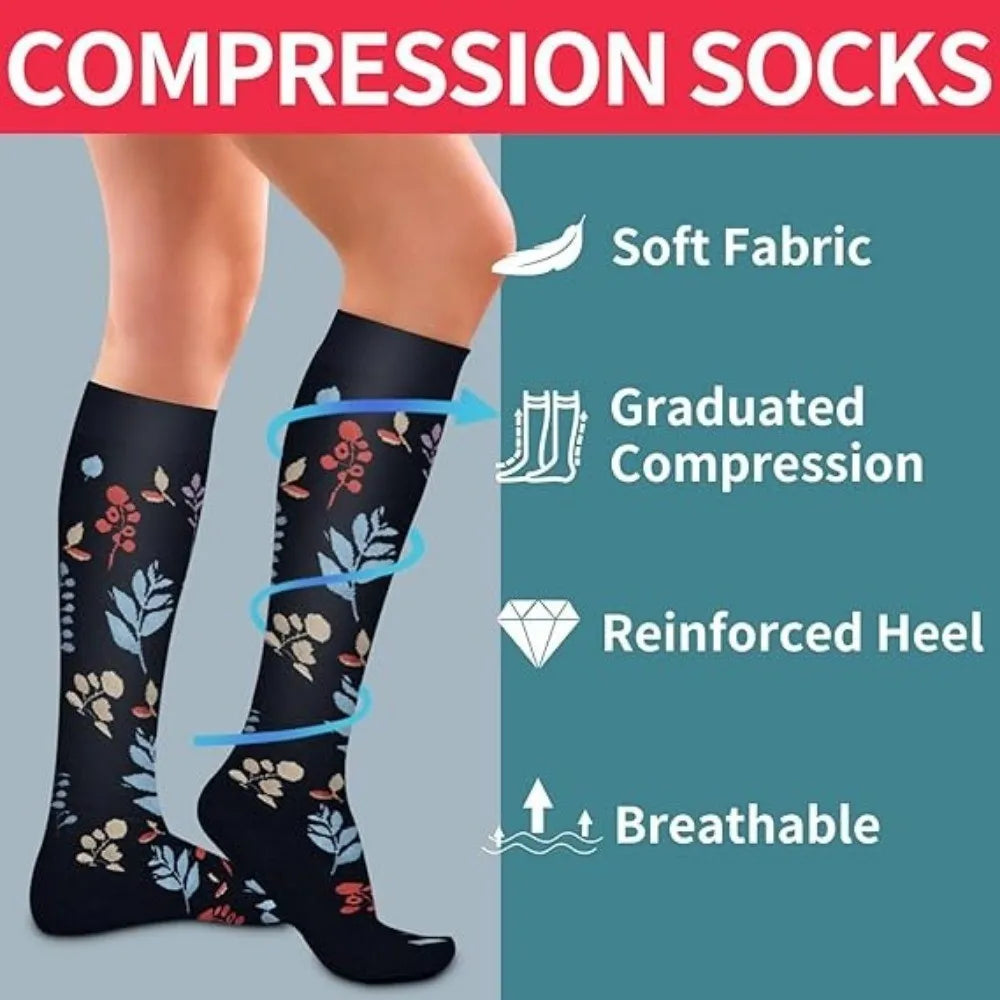 Compression Socks Women for Pregnant Edema Diabetes Varicose Veins Marathon Sports Nurse Socks