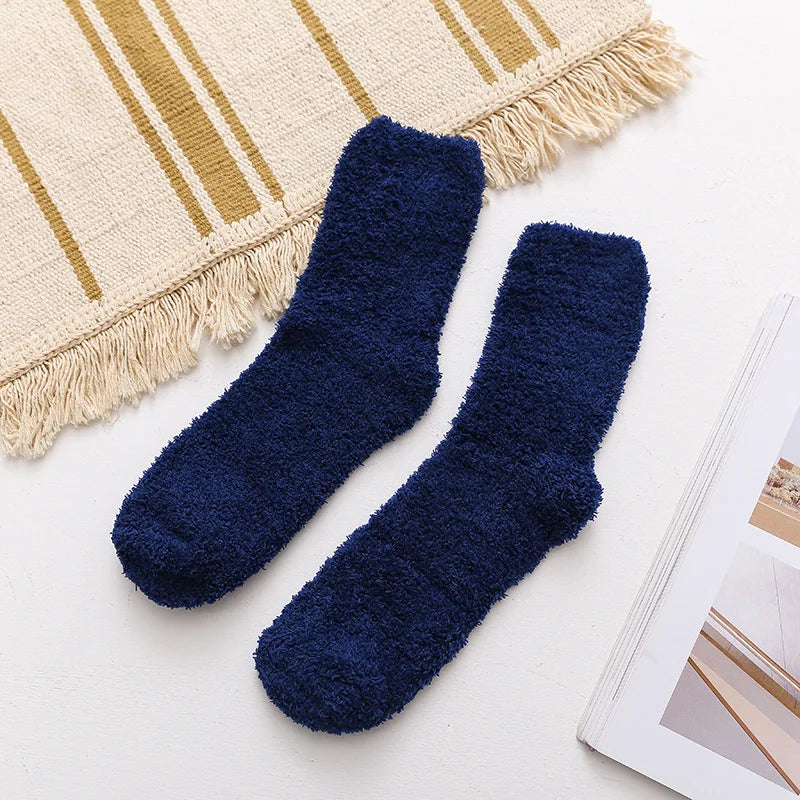 Men Winter Warm Fuzzy Socks Male Home Floor Sleeping Socks Solid Colors Fleece Soft Coral Velvet Thermal Fluffy Socks Men's Gift