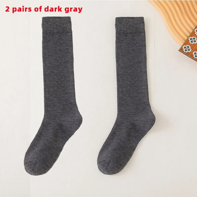 2 Pairs of Sports Compression Socks with Solid Color Patterns for Calf Pressure Running and Slimming Cycles