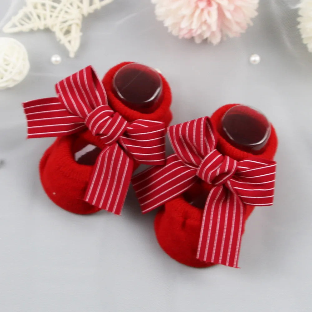 Baby Socks Newborn Cute Girl Princess Socks Bow Boat Red Socks Toddler Cotton Floor Socks Infant Items Baby Accessories Clothes