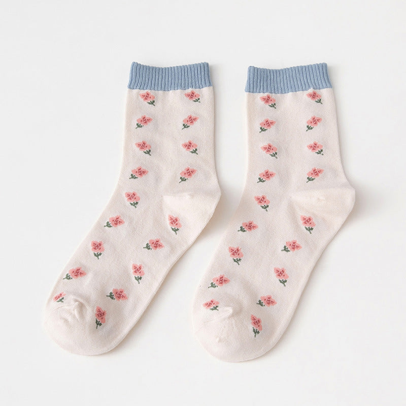 Blue Cute Rabbit Cartoon Tube Socks Cotton Socks