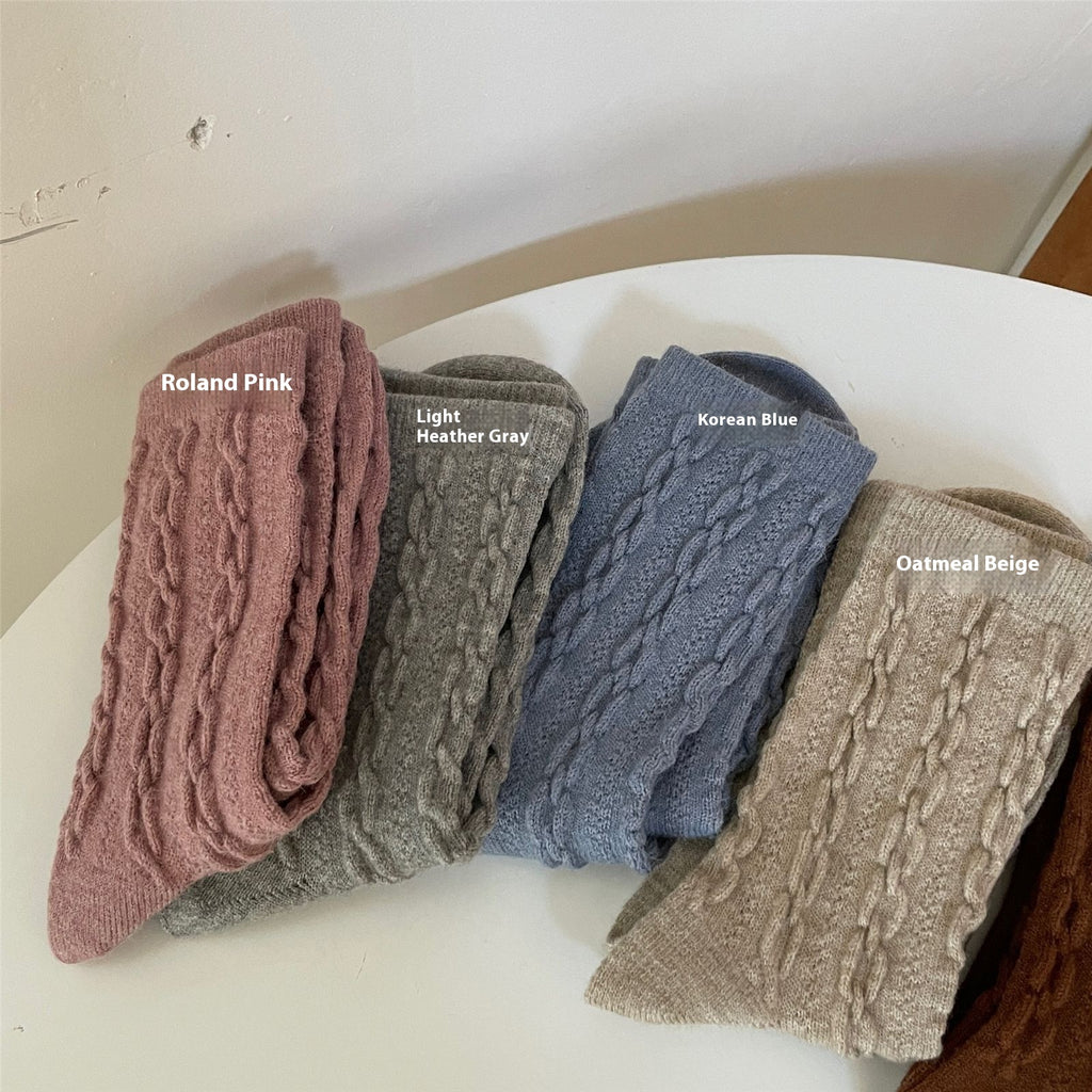 Wool Socks Hemp Pattern Bunching Socks Women