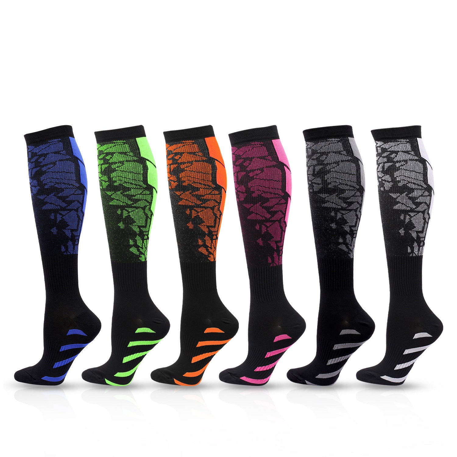 Black Heart Pattern Calf Socks Heart Pattern Running Socks